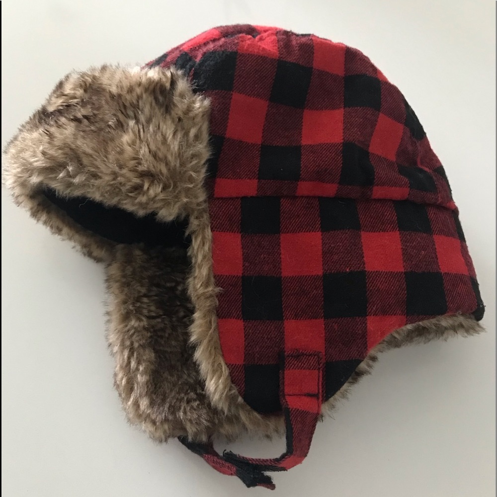 boys buffalo trapper hat 18-24 month red black plaid